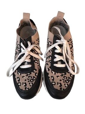 Bernie Mev New York Titan Tan Leopard Knit Sneakers Size 41